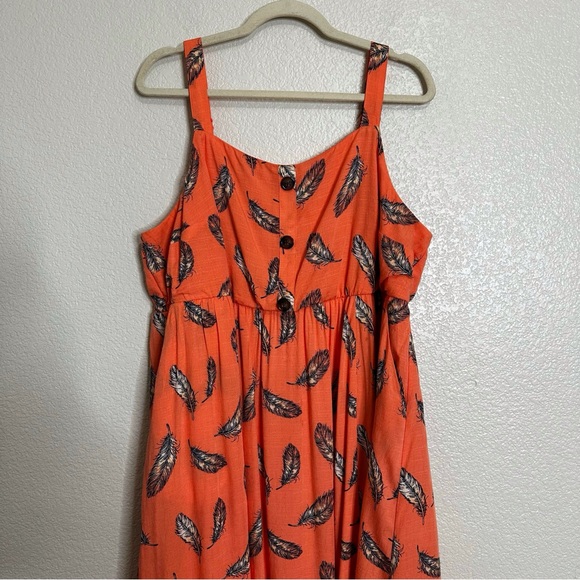 Torrid Cross Hatch Pinafore Feather Coral Midi Dress, Size 2X - Picture 3 of 12